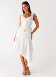 Clearwater Mist Midi Skirt White