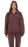 Quarter Zip Up Jumper in Brown