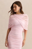 Magoria Light Pink Mesh Round Neck Cape