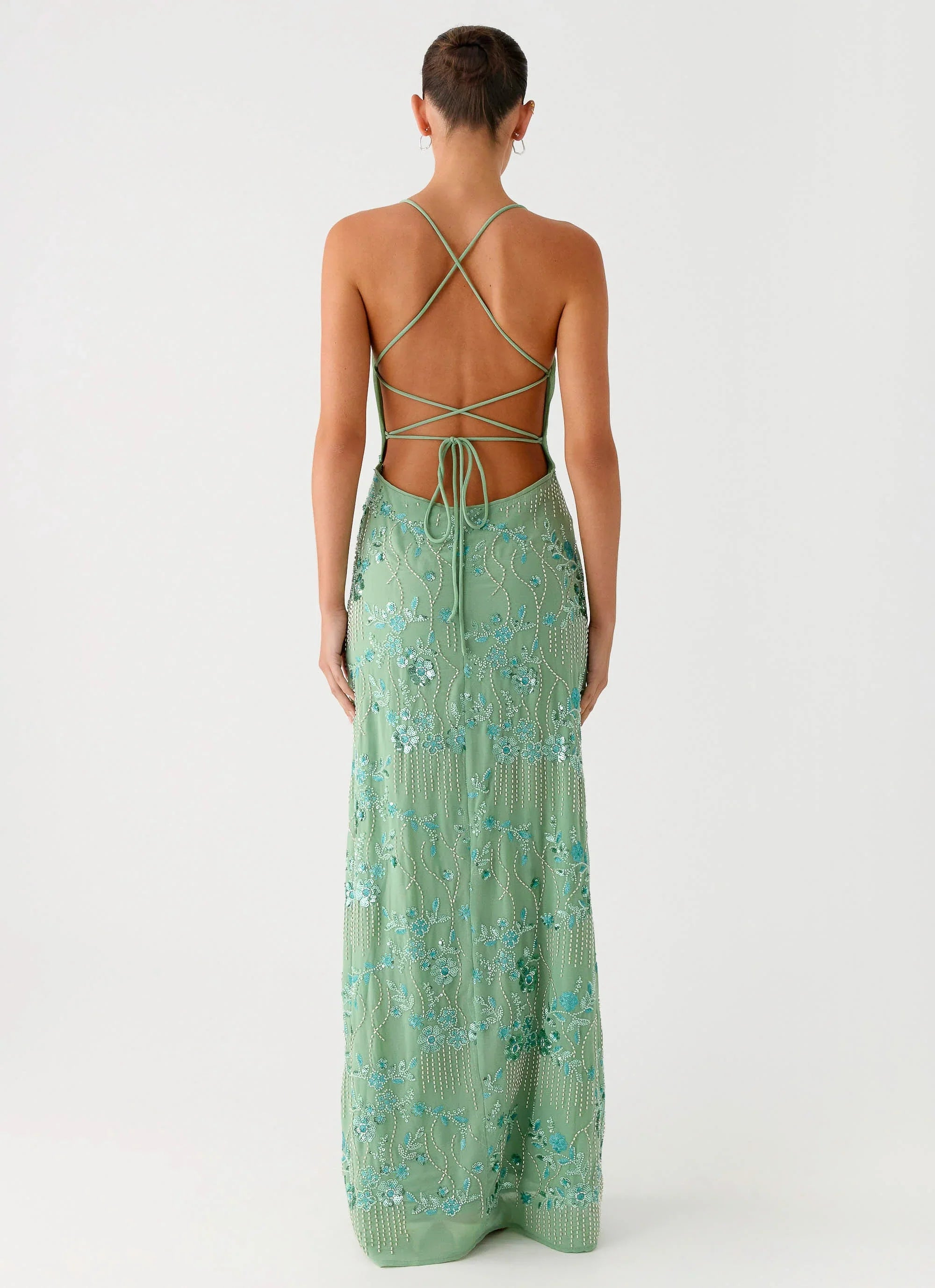 Vietta Sequin Cami Maxi Dress Mint
