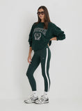Green 4th Branded Contrast Stripe Legging