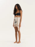 Palm Embroidery Fringe Trim Sarong Mini Skirt