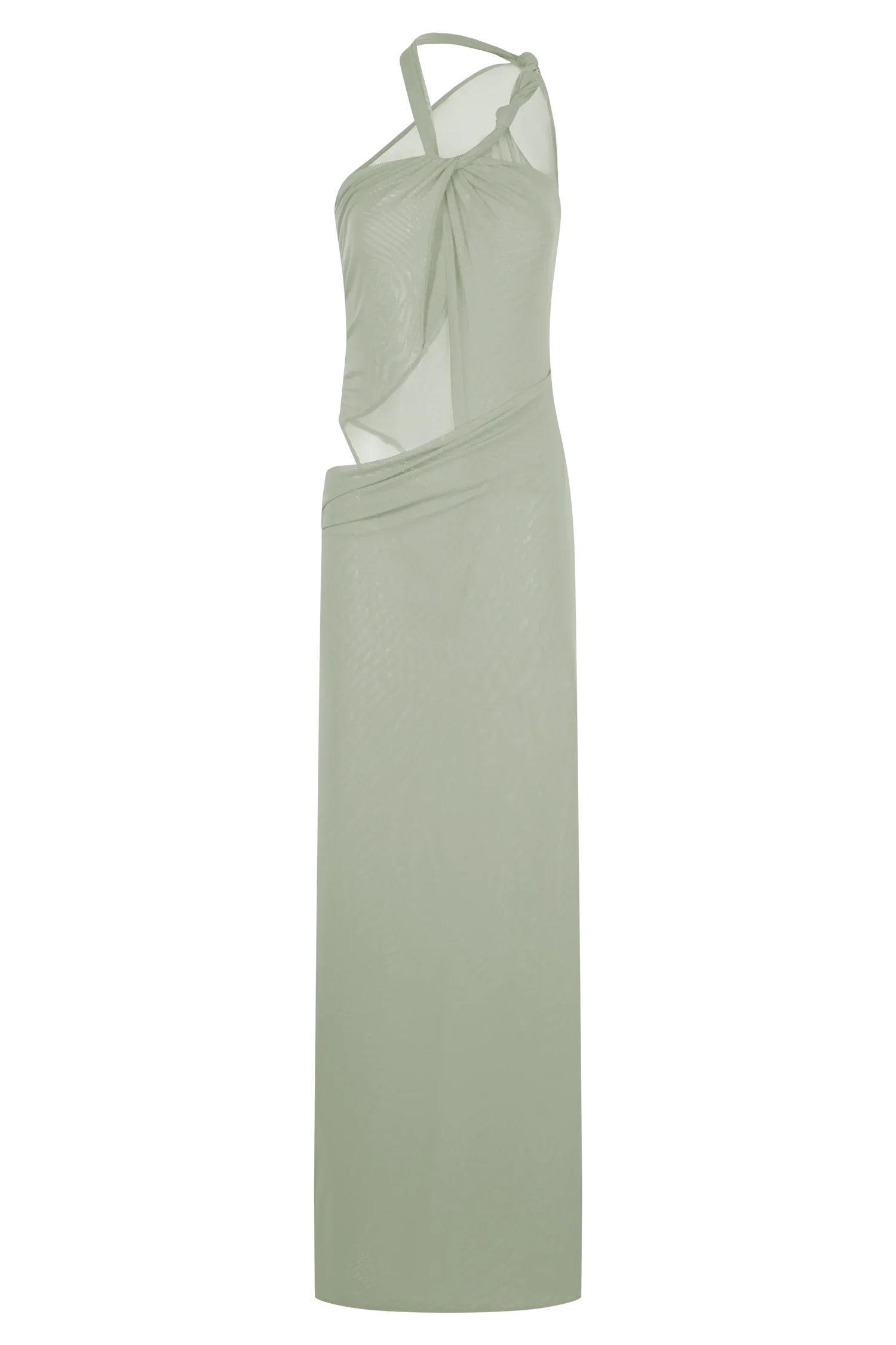 Edwina Knotted Mesh Maxi Dress Sage