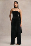 Arcane Black Velvet Bandeau Jumpsuit With Scarf