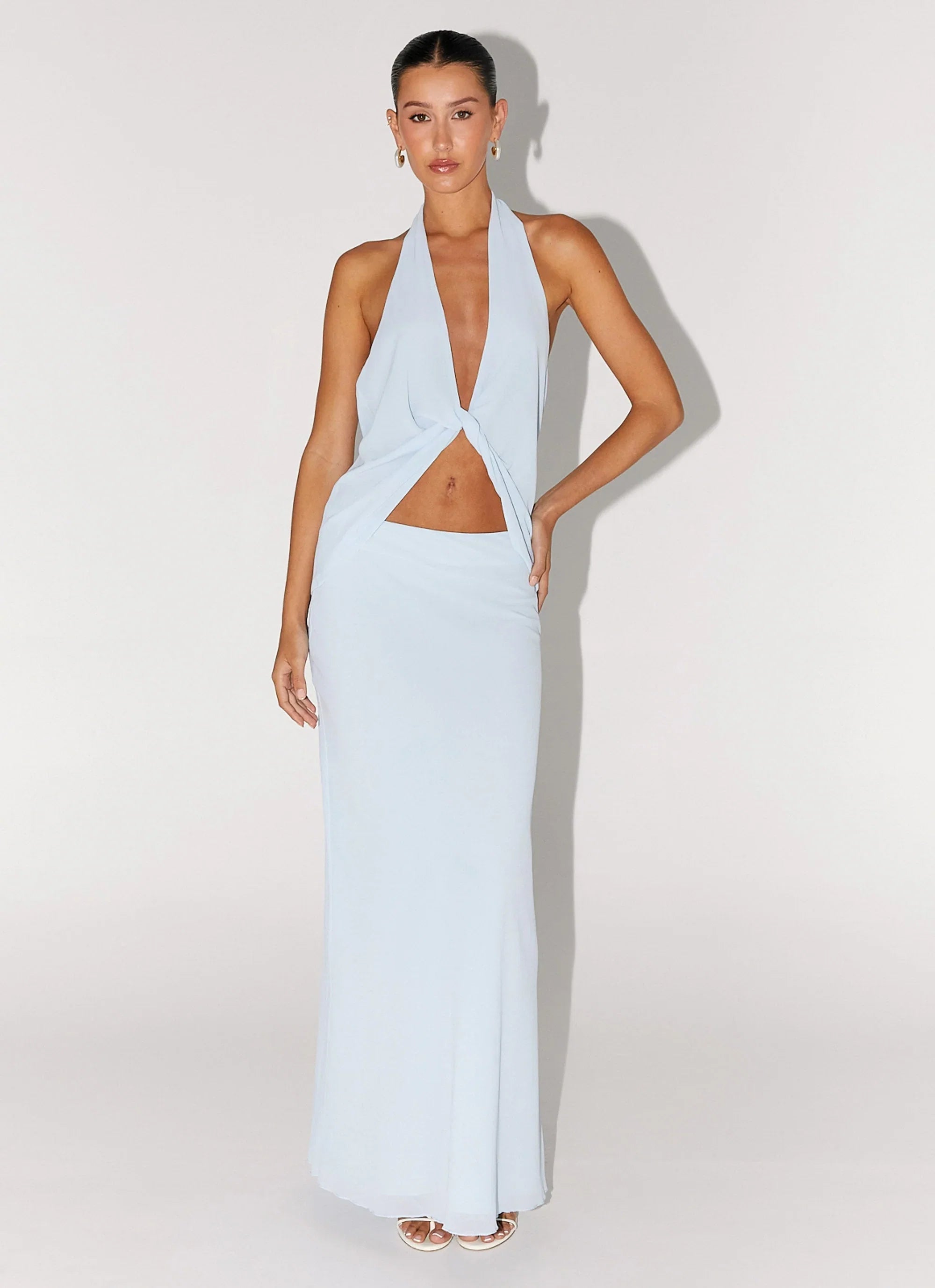 Michaella Chiffon Maxi Skirt Blue
