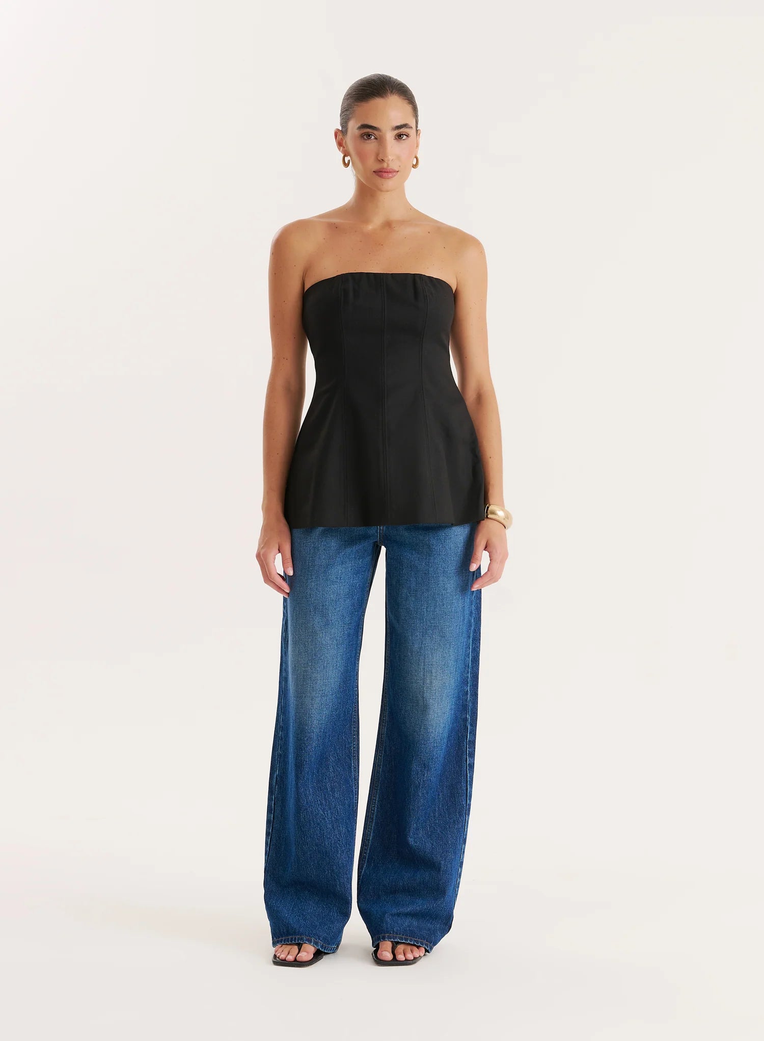 Black Tailored Bandeau Top
