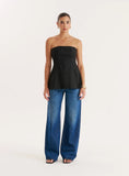 Black Tailored Bandeau Top