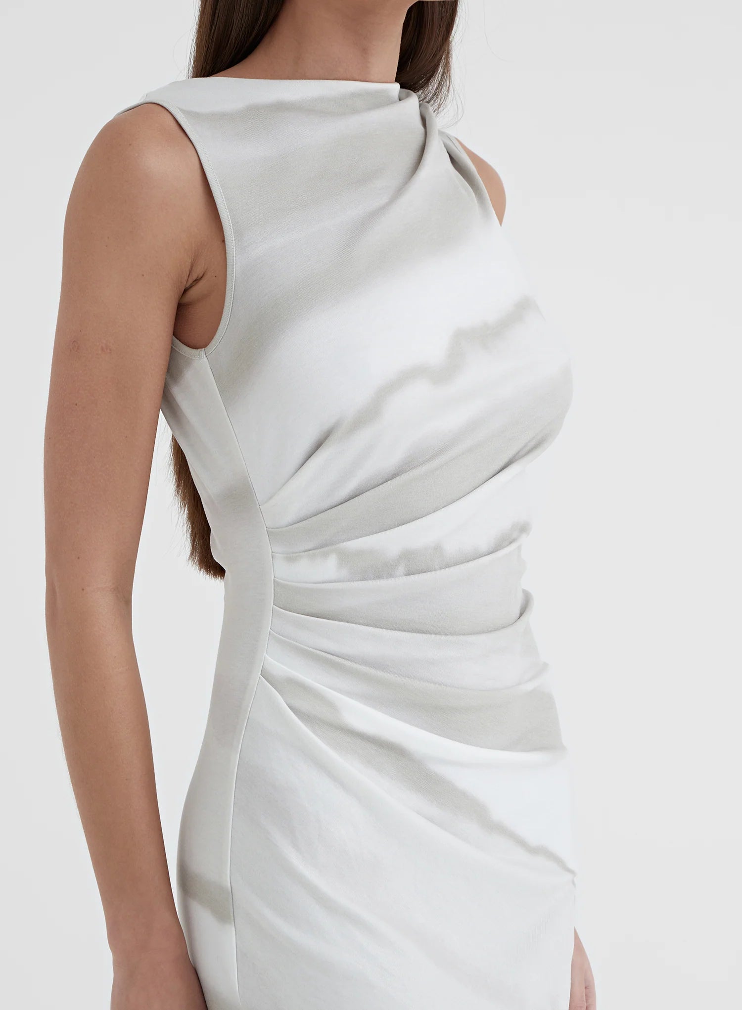 Printed Ruched Jersey Midaxi Dress