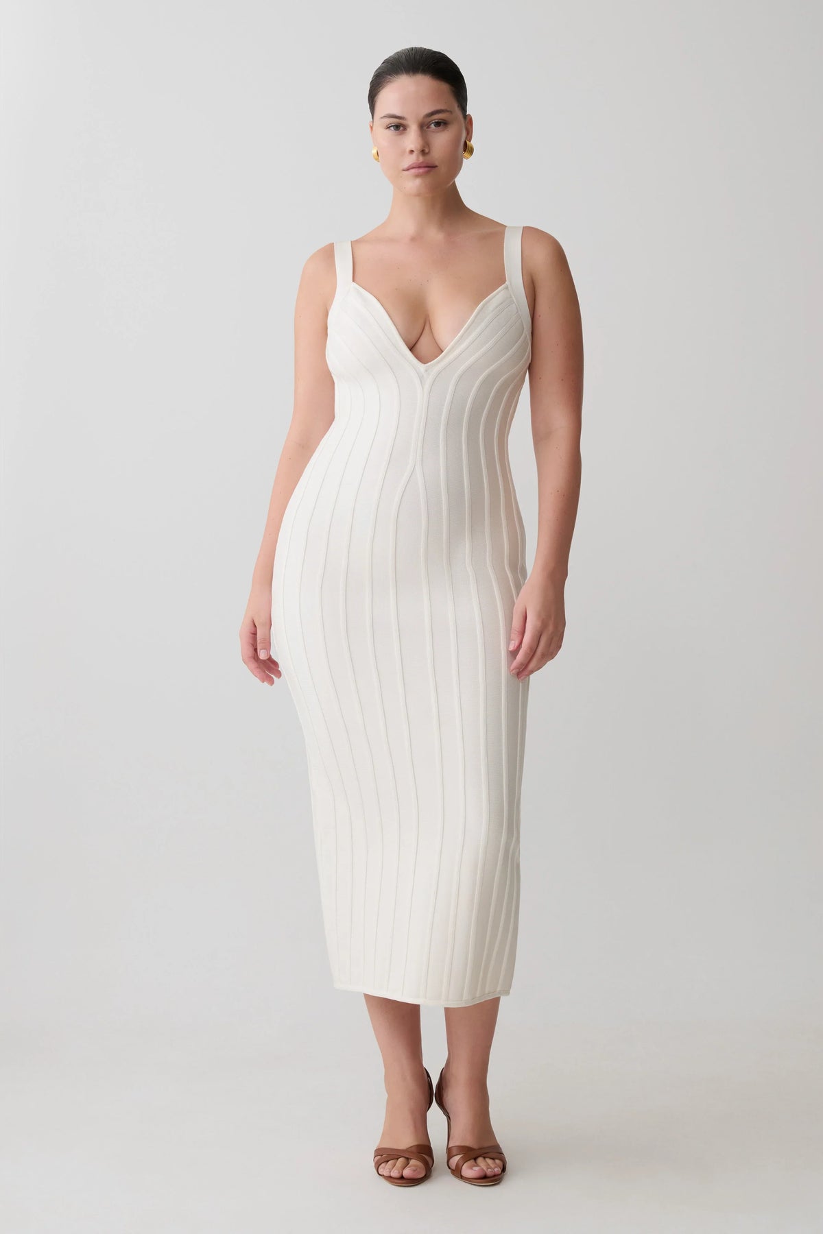 Gia Bandage Knit Midi Dress Ivory