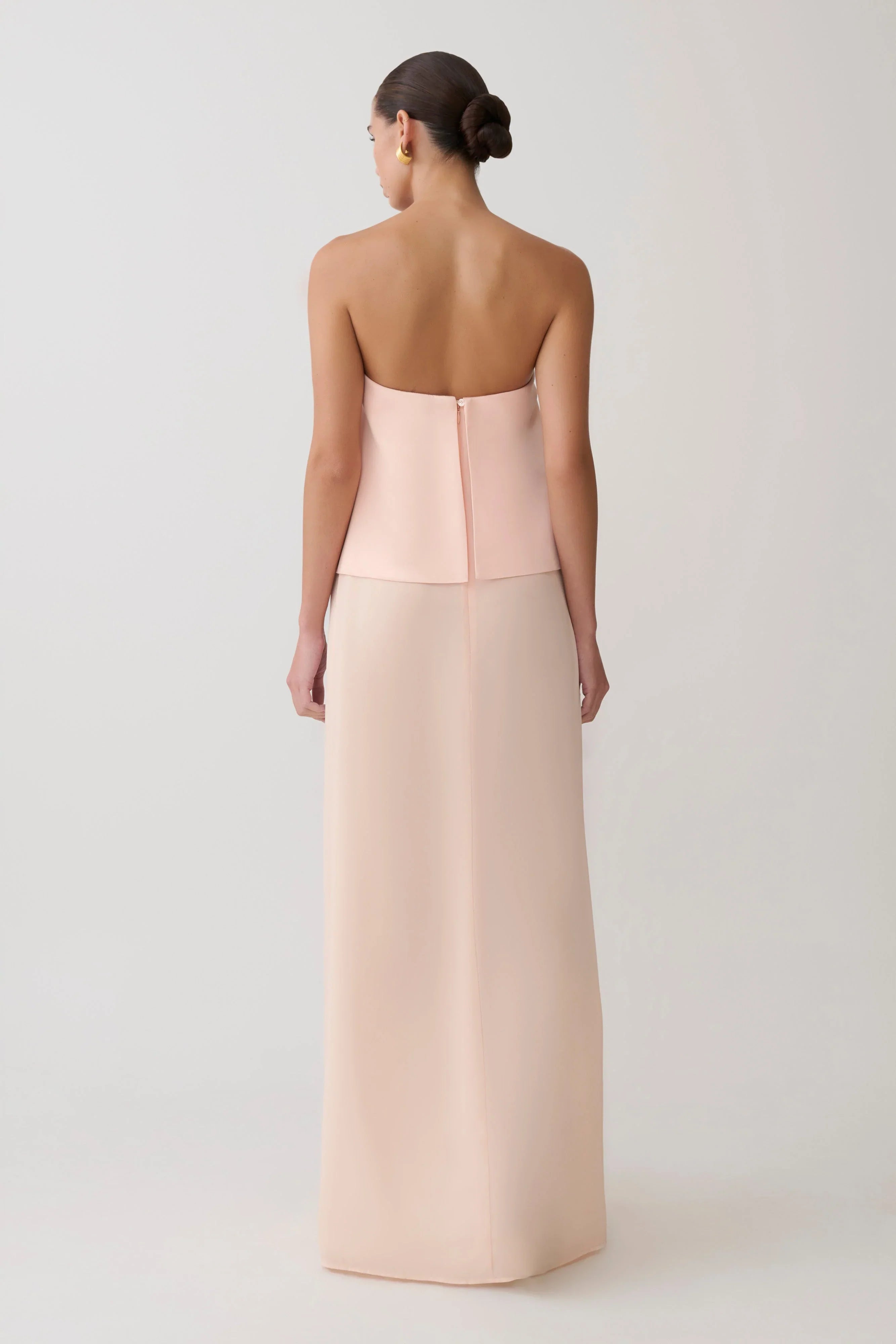 Sophia Satin Strapless Maxi Dress Peach