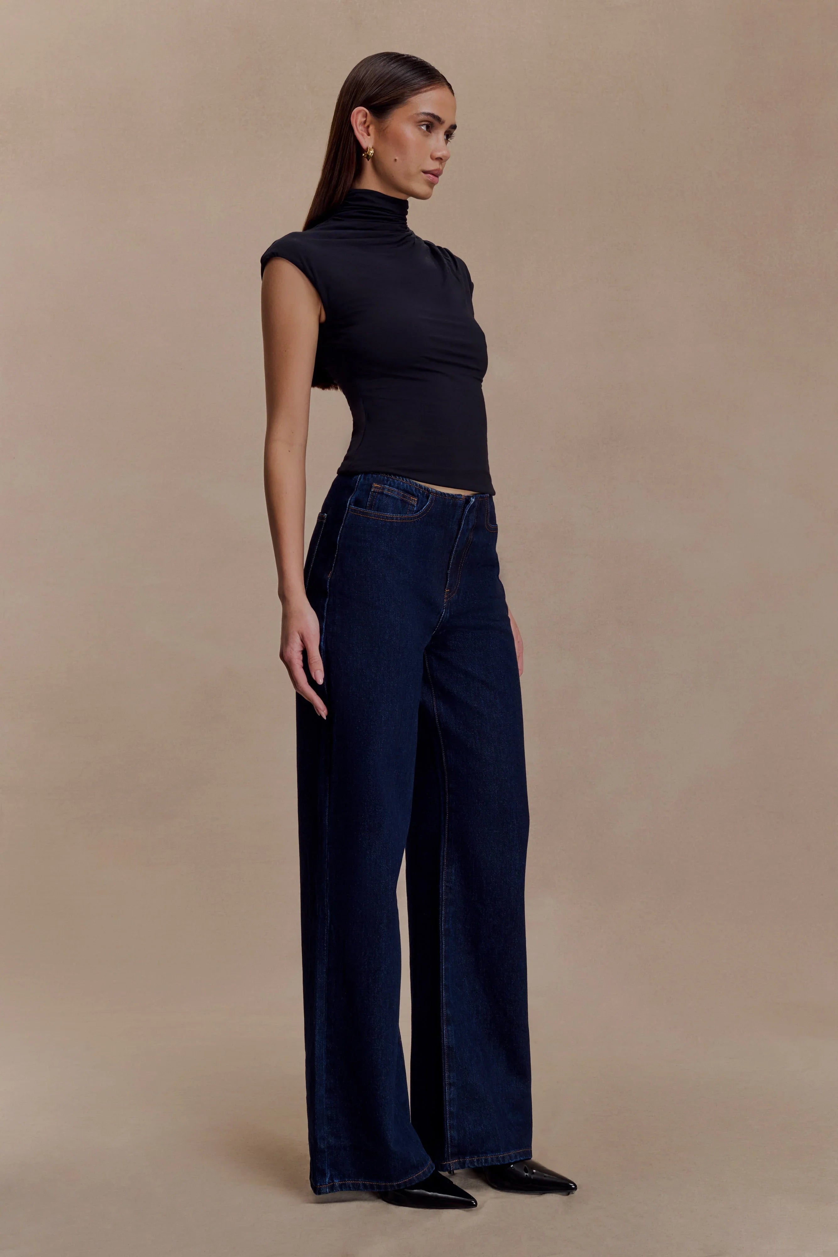Freesia High Neck Sleeveless Top Black