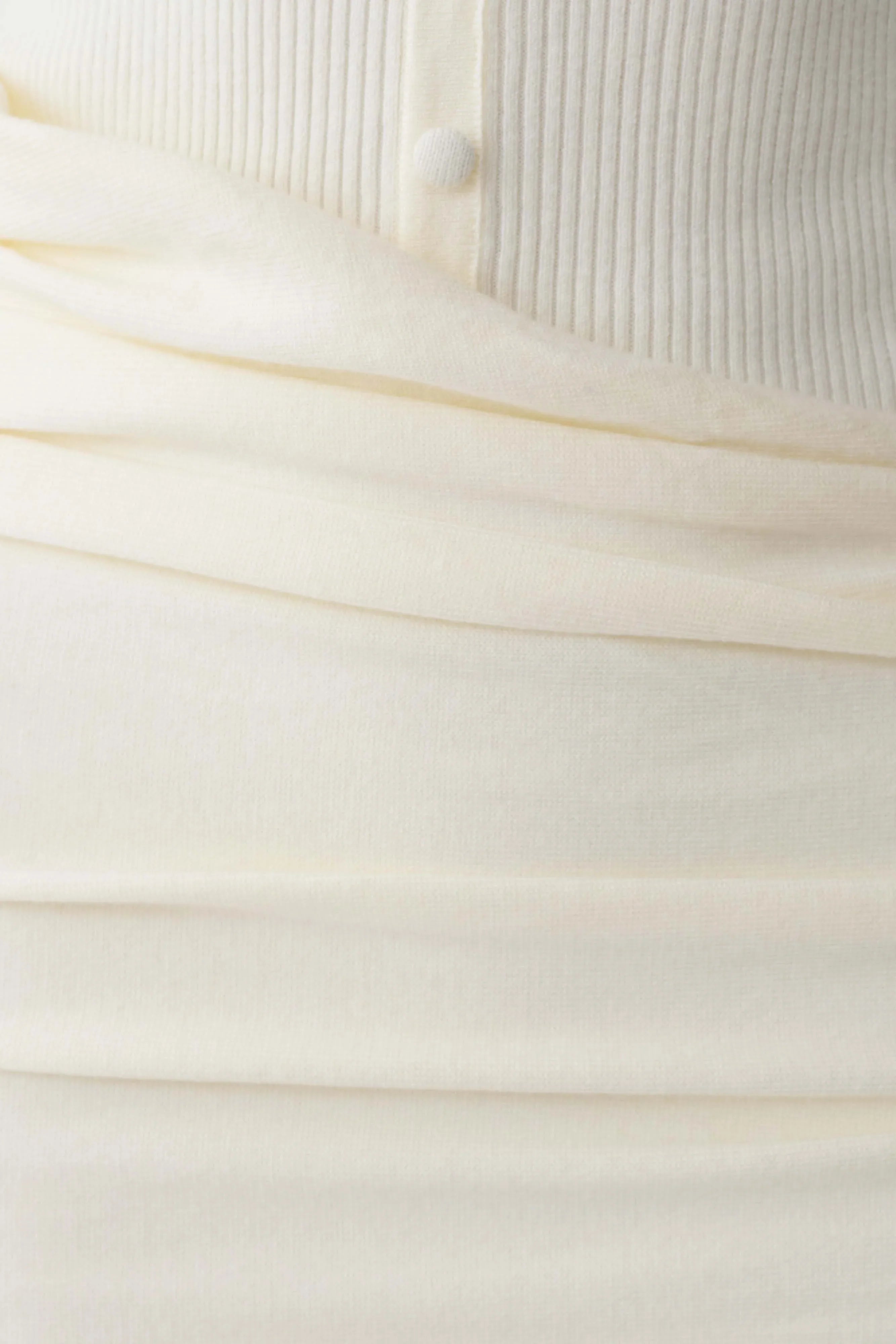 Agness Long Sleeve Button Up Knit Dress Ivory