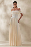 Cindie Cream Bardot Neck Maxi Dress