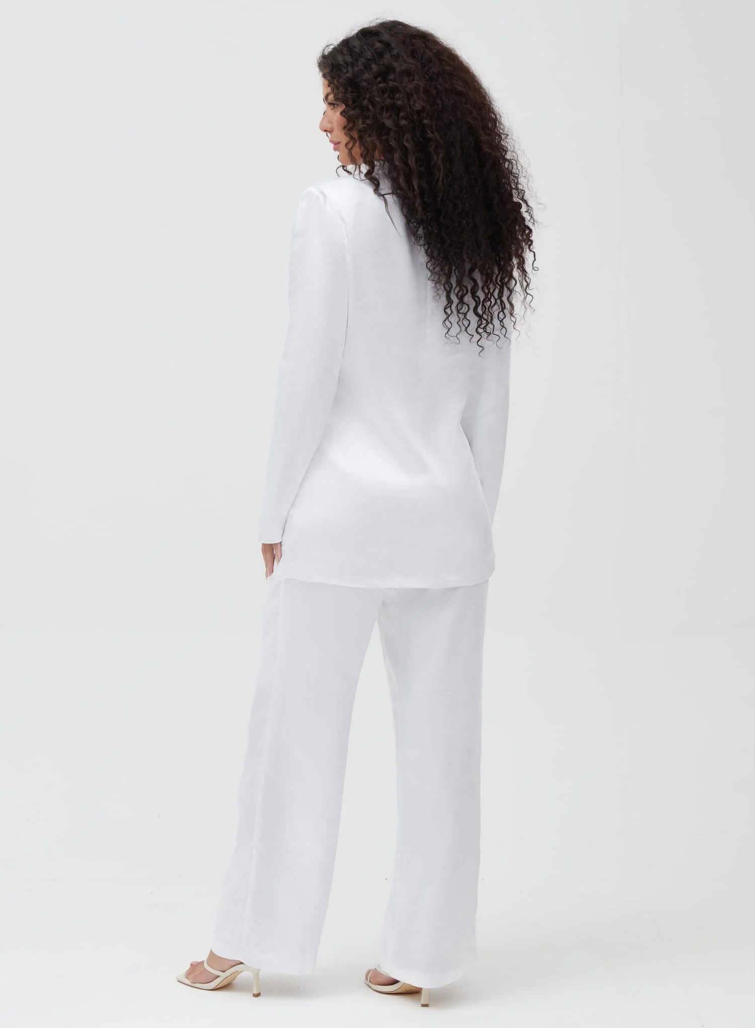 White Satin Wide Leg Trouser
