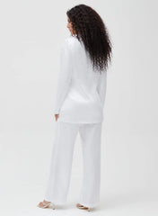 White Satin Wide Leg Trouser