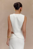 Astrid Asymmetric Sleeveless Suiting Top White