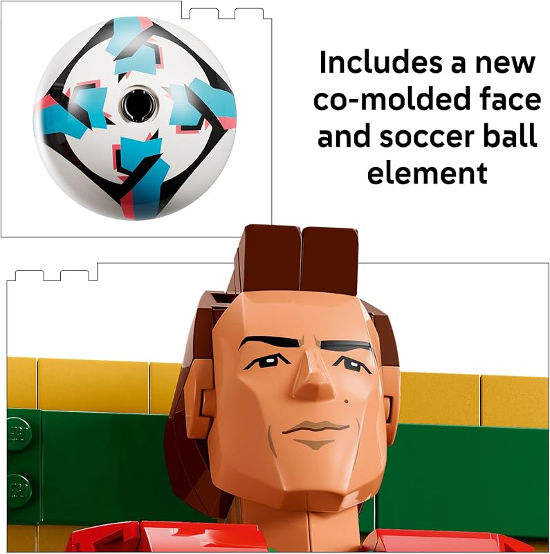 LEGO Editions Cristiano Ronaldo Soccer Legend Building Set for Boys Girls Ages 12 Collectible Soccer Gift with Plaque Kids Bedroom or Shelf Decor 43016