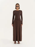 Chocolate Contrast Long Sleeve Maxi Dress