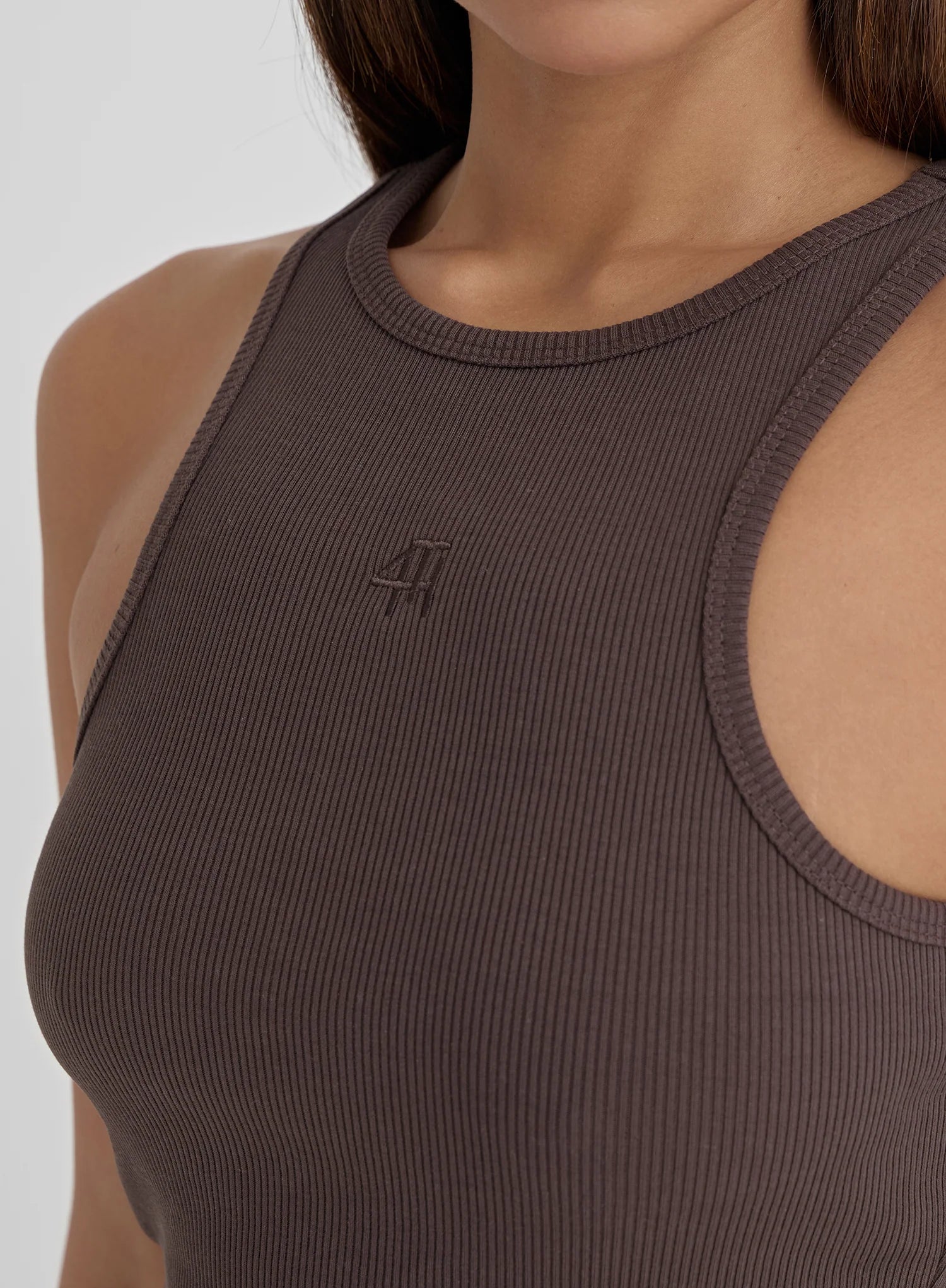 Chocolate Brown 4th Branded Racer Vest Top