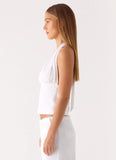 Josephina Linen Halter Top White