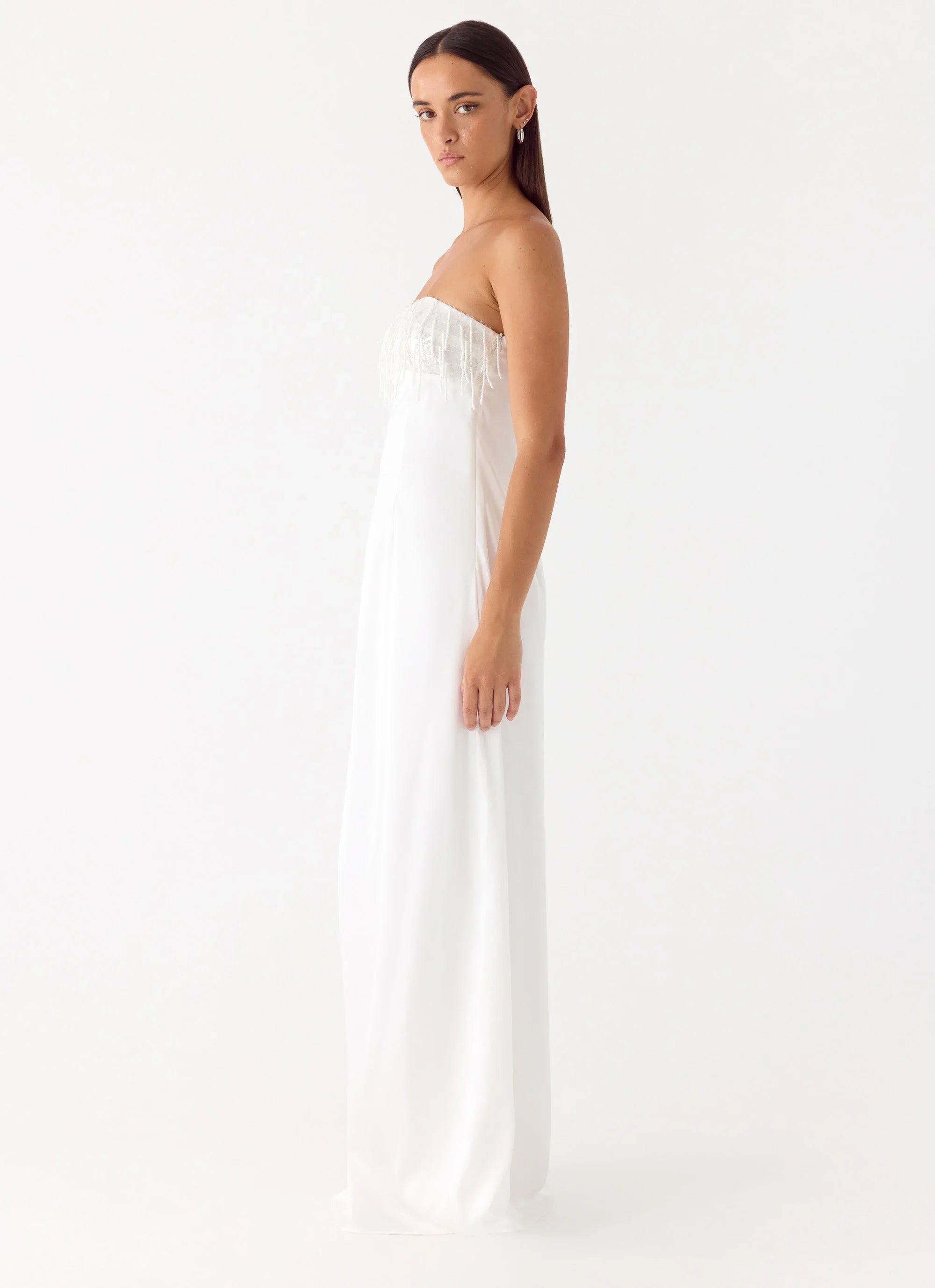 Miftie Beaded Sequin Maxi Dress White