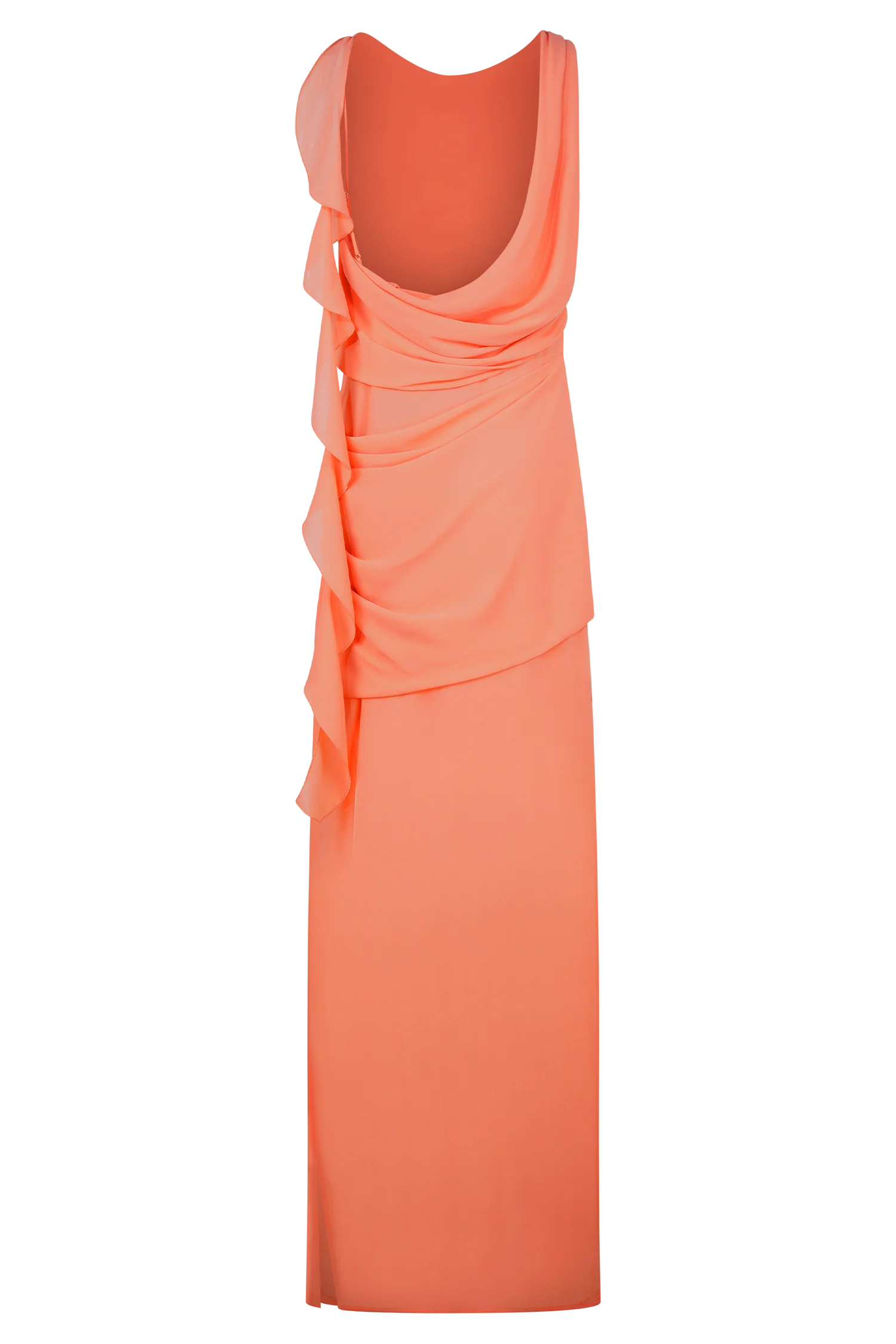 Daria Draped Chiffon Maxi Dress Pastel Nectarine