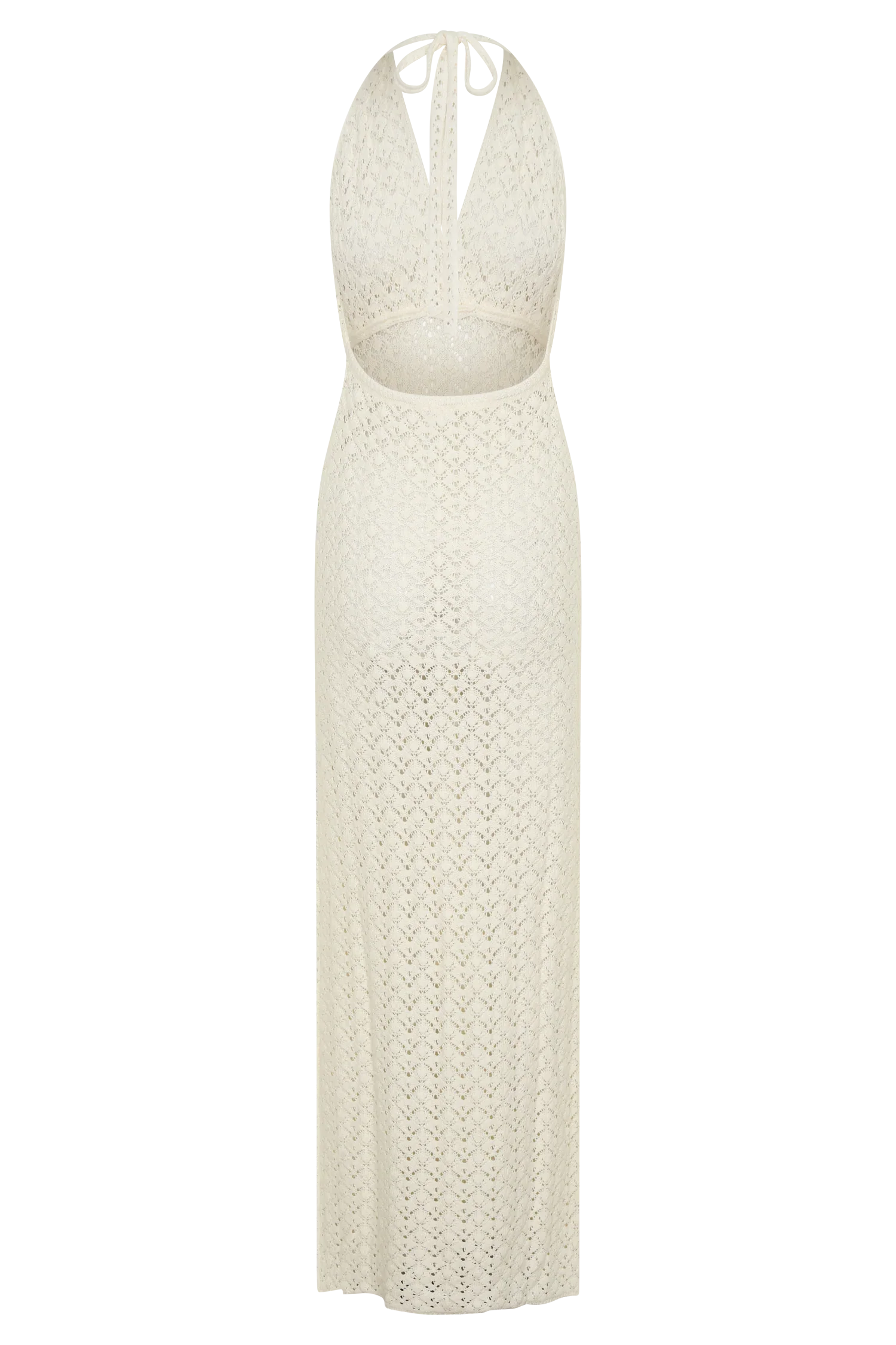 Deeliah Halterneck Crochet Maxi Dress Ivory