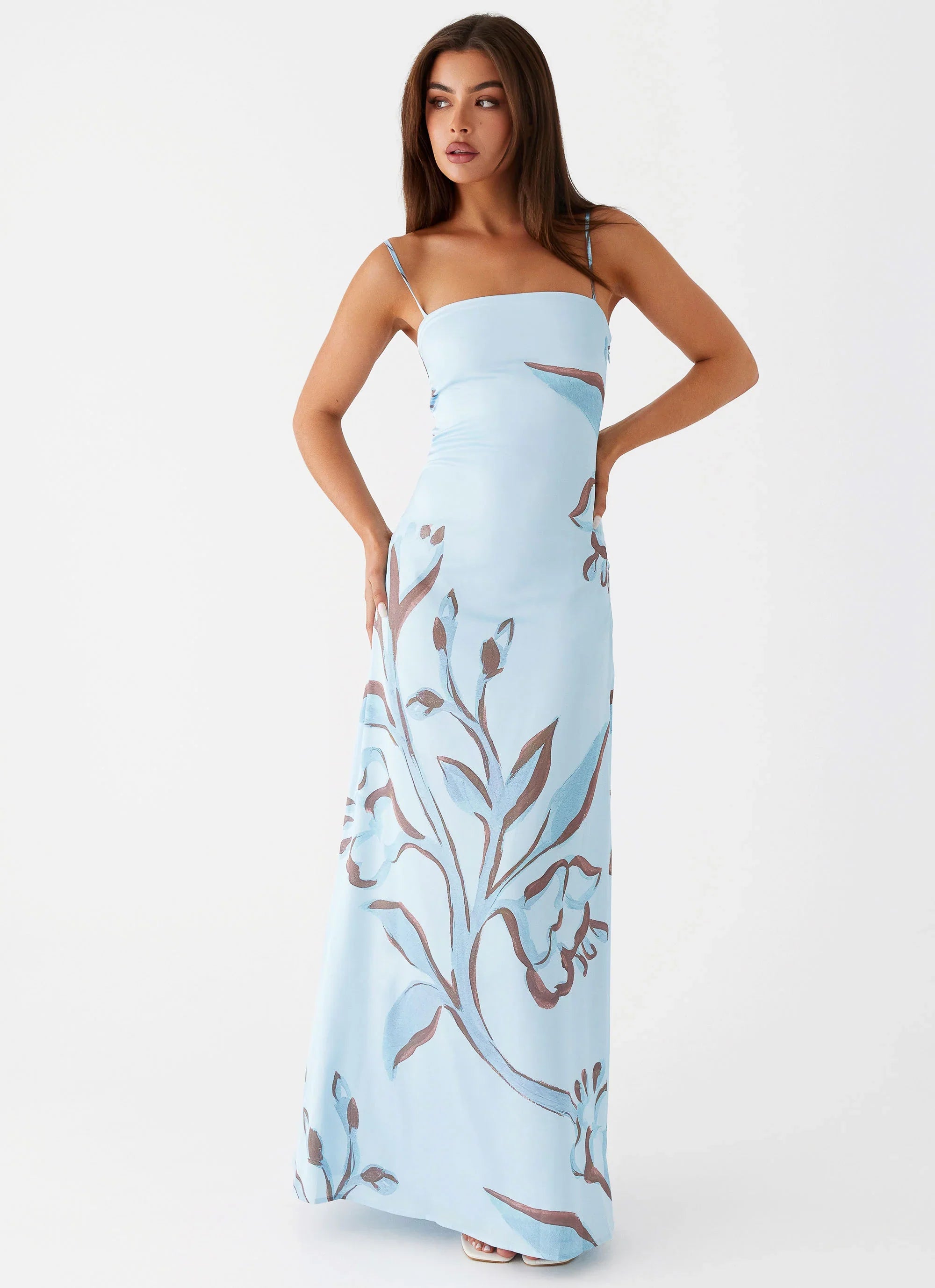 Aster Bloom Maxi Dress Blue Floral