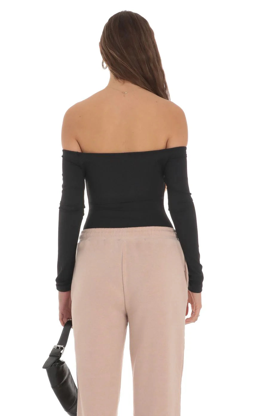 Off Shoulder Bodysuit in Black