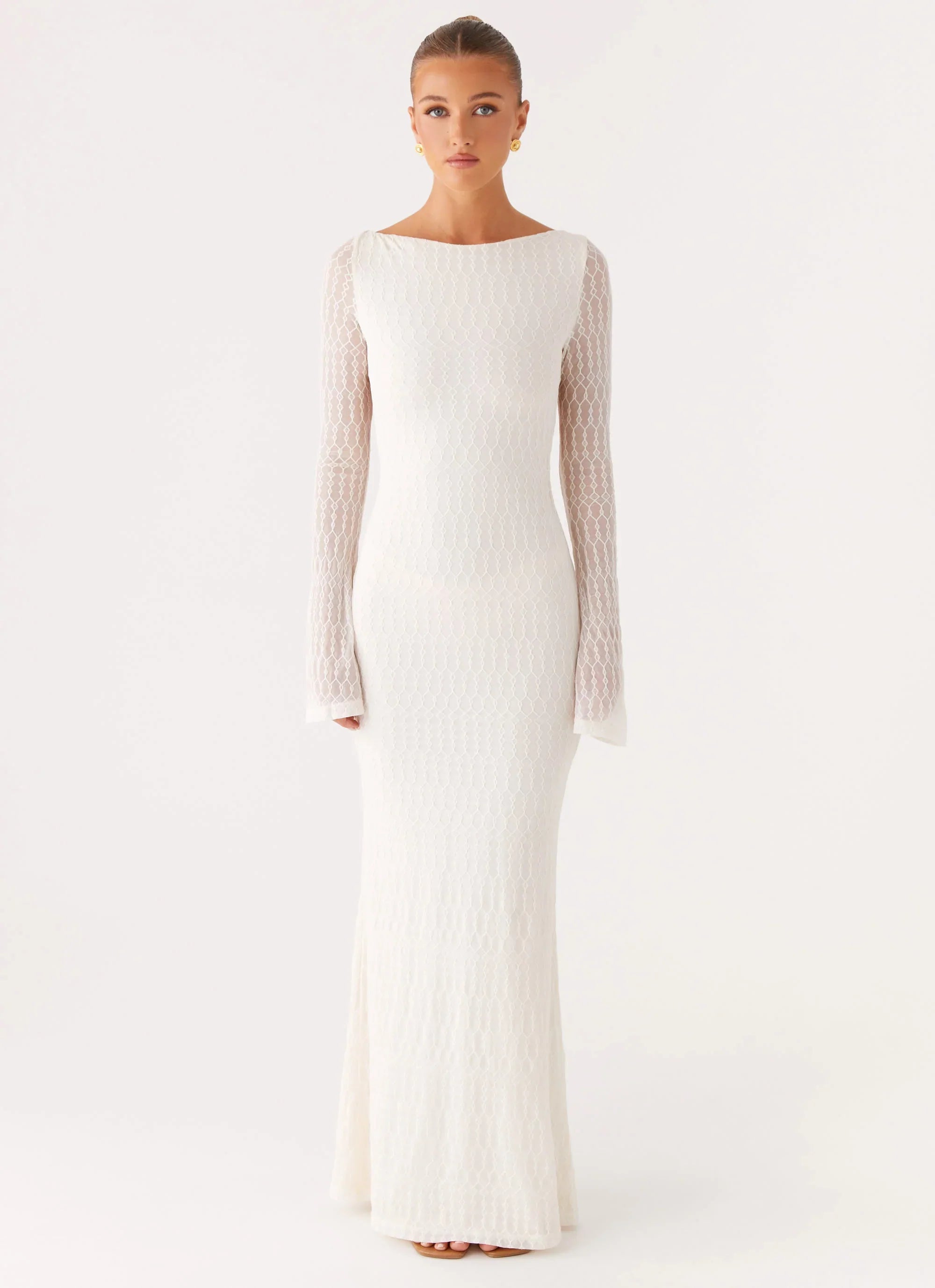 Ethereal Long Sleeve Maxi Dress Ivory