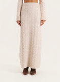 Camel Cable Knitted Maxi Skirt