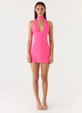 Melisande Scarf Neck Mini Dress Fuchsia