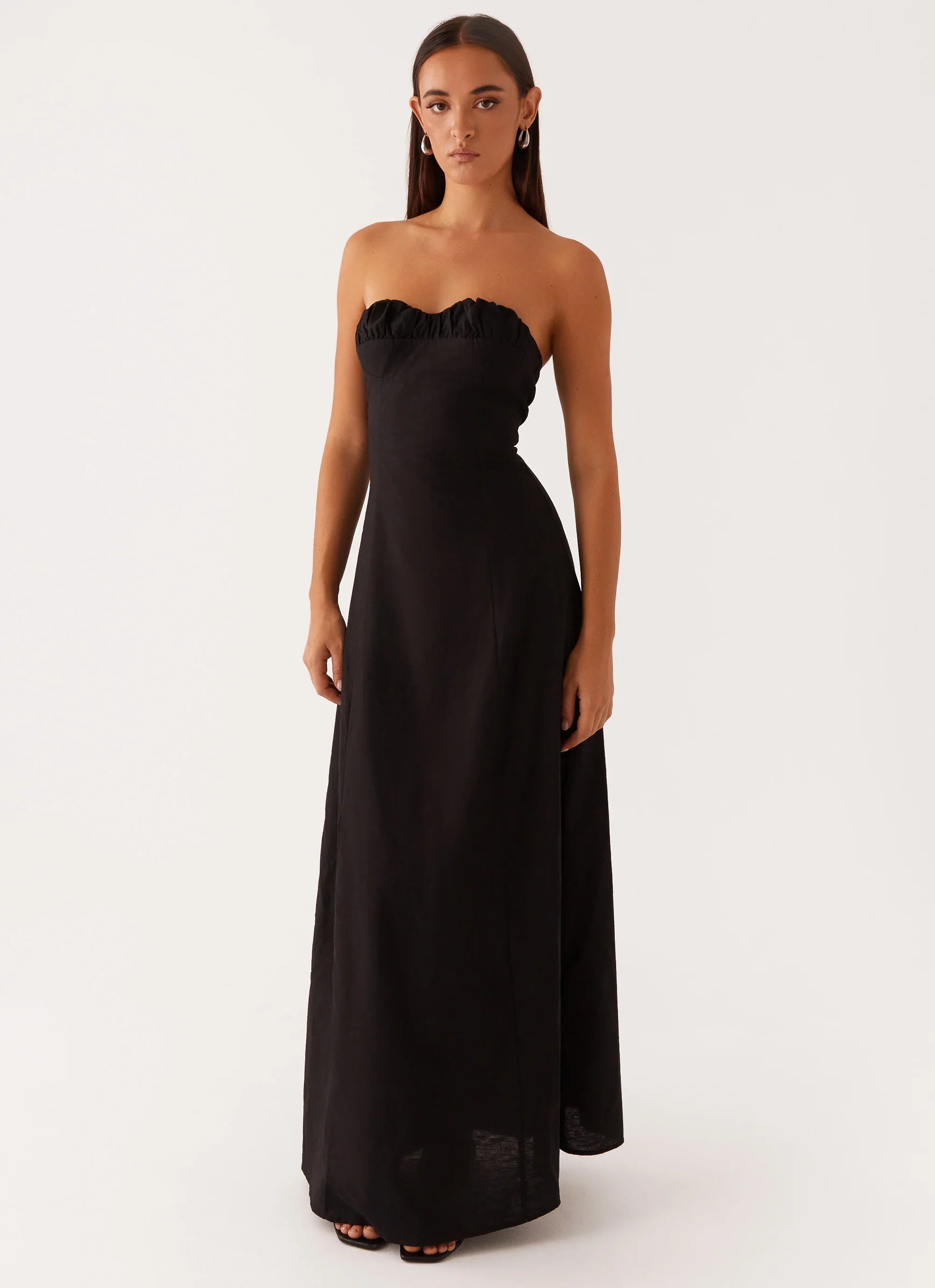 Tayla Linen Maxi Dress Black