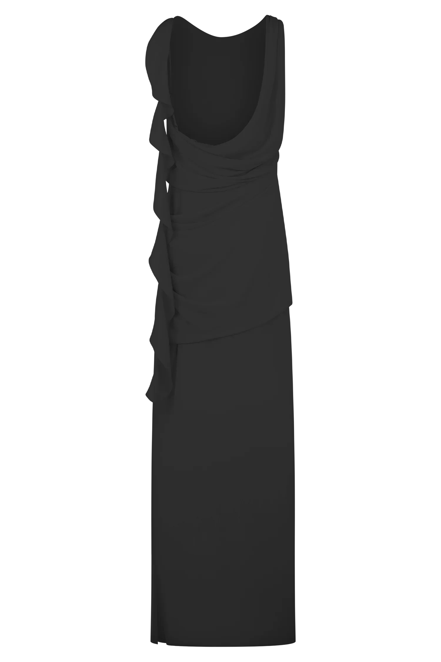 Daria Draped Chiffon Maxi Dress Black