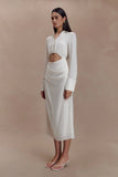 Cecilie Cut Out Shirt Midi Dress White