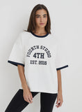 Cream Oversized Distressed Slogan T Shirt