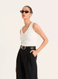 Cream V neck Lightweight Knitted Vest