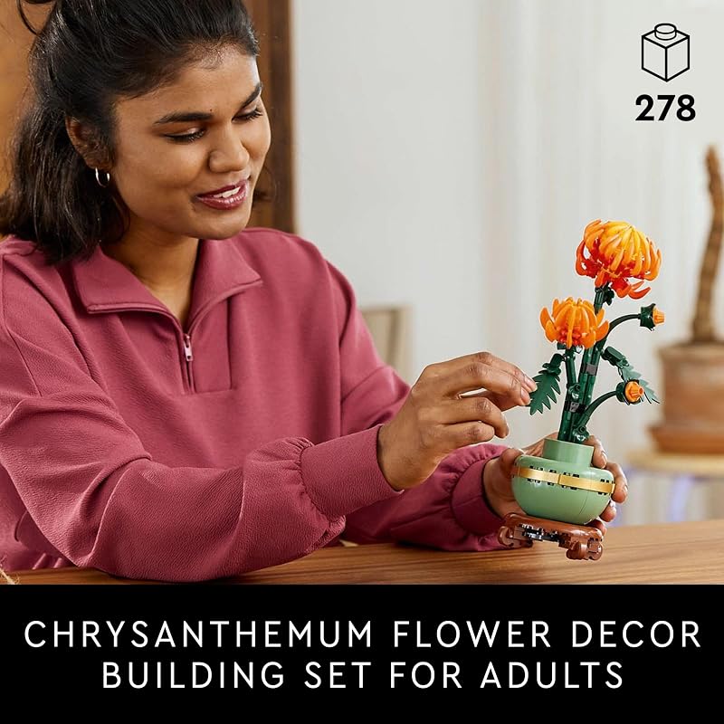 LEGO Botanicals Chrysanthemum Building Set for Adults Ages 18 Artificial Flower for Dinner Table Centerpieces Decoration Gift for Birthdays 10368