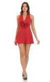 Flower V Neck Dress in Red