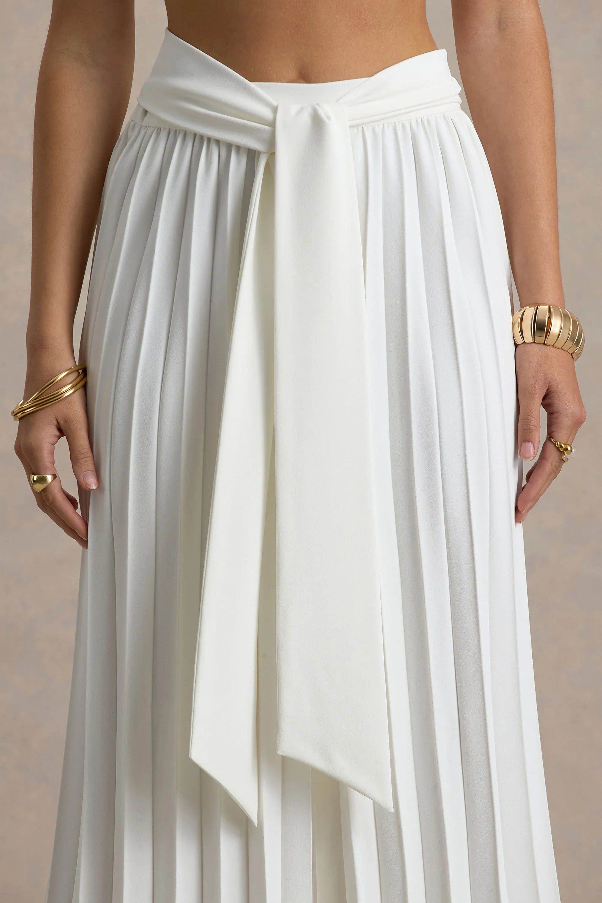 Eclipse Cream Pleated Wide Leg Trousers
