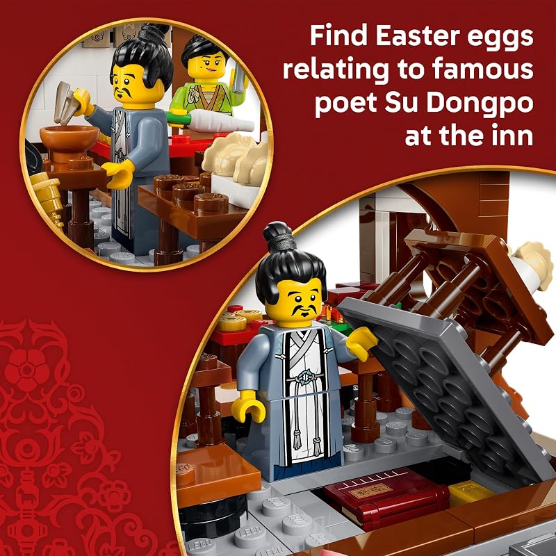 LEGO Chinese Festivals Ancient Moon Gazing Inn Building Toy for Boys Girls Ages 9 Spring Festival Decorations Craft Kit 80121