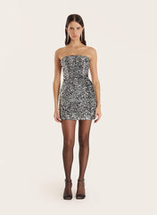 Black Bandeau Sequin Mini Dress