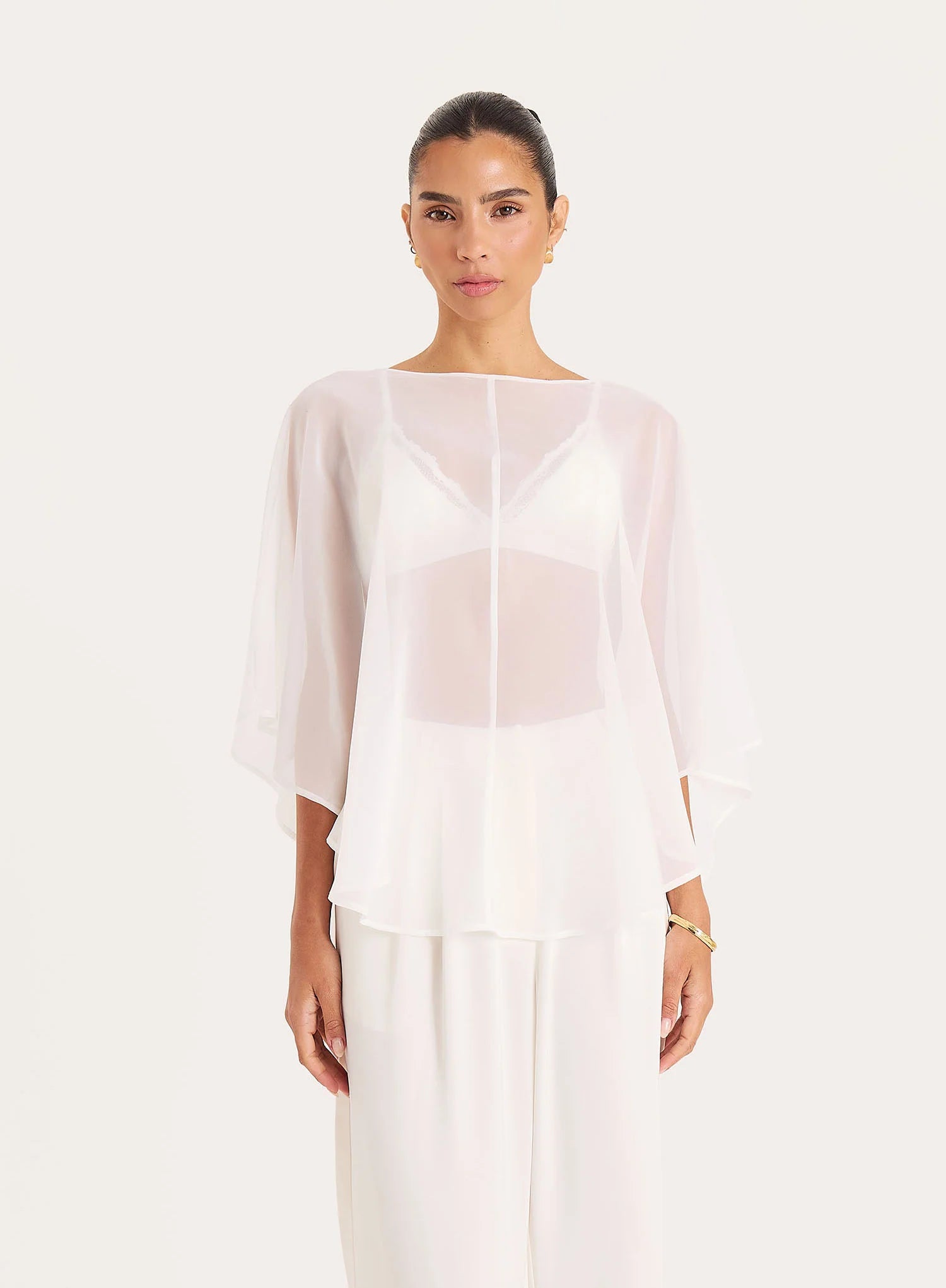 Cream Sheer Cape Top