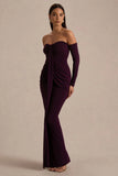 Harper Plum Bardot Neck Maxi Dress