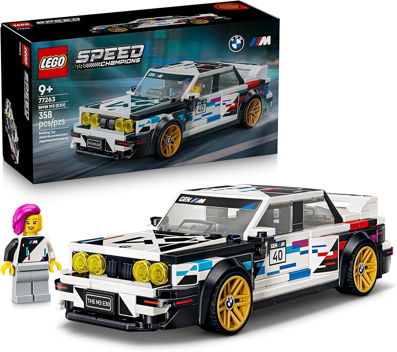 LEGO Speed Champions BMW M3 E30 77263 Building Toy for Boys Girls Ages 9 Detailed Toy Car for Kids Play or Display Model 358 pieces Gift for Birthdays