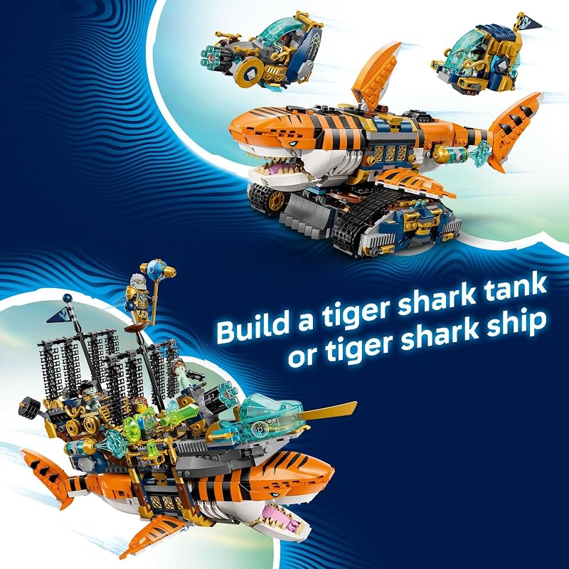 LEGO DREAMZzz Tiger Shark Tank Building Toy for Boys Girls Ages 9 Pretend Play Set for Kids Ages 9 W 2 Build Options Includes 5 Minifigures Gift Idea for Birthdays 71515