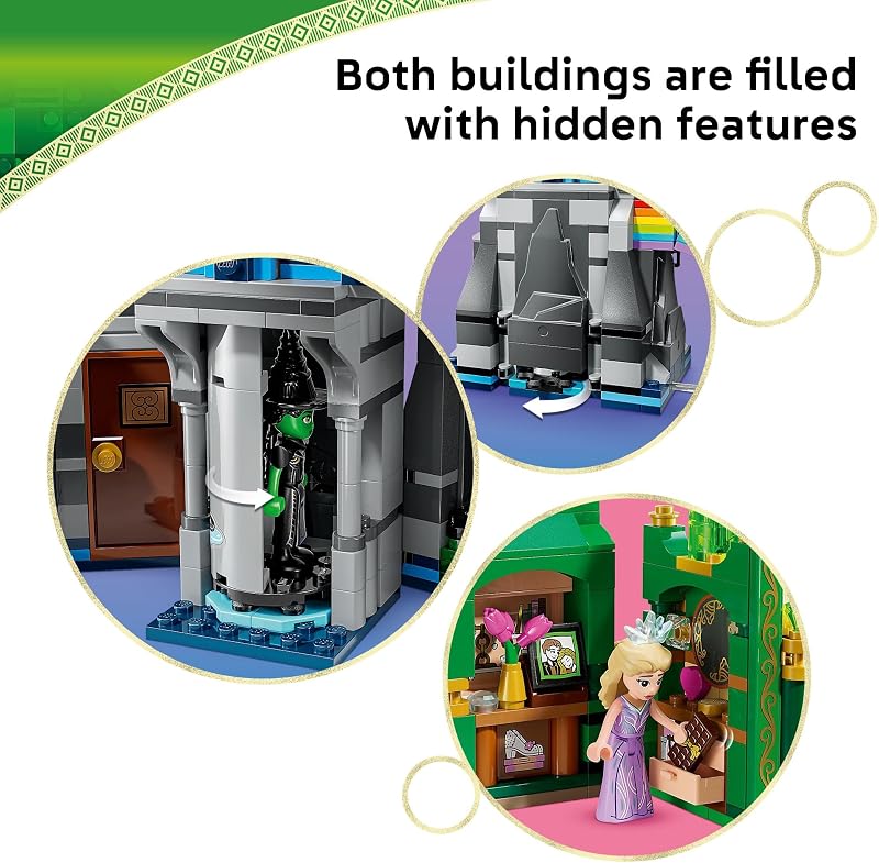 LEGO Wicked Emerald City Kiamo Ko Castle Building Toy Elphaba Glinda Toy Figures 2 Buildable Playsets Flying Monkey Minifigure for Kids Ages 9 Wicked Merch Gift for Girls Boys 75689