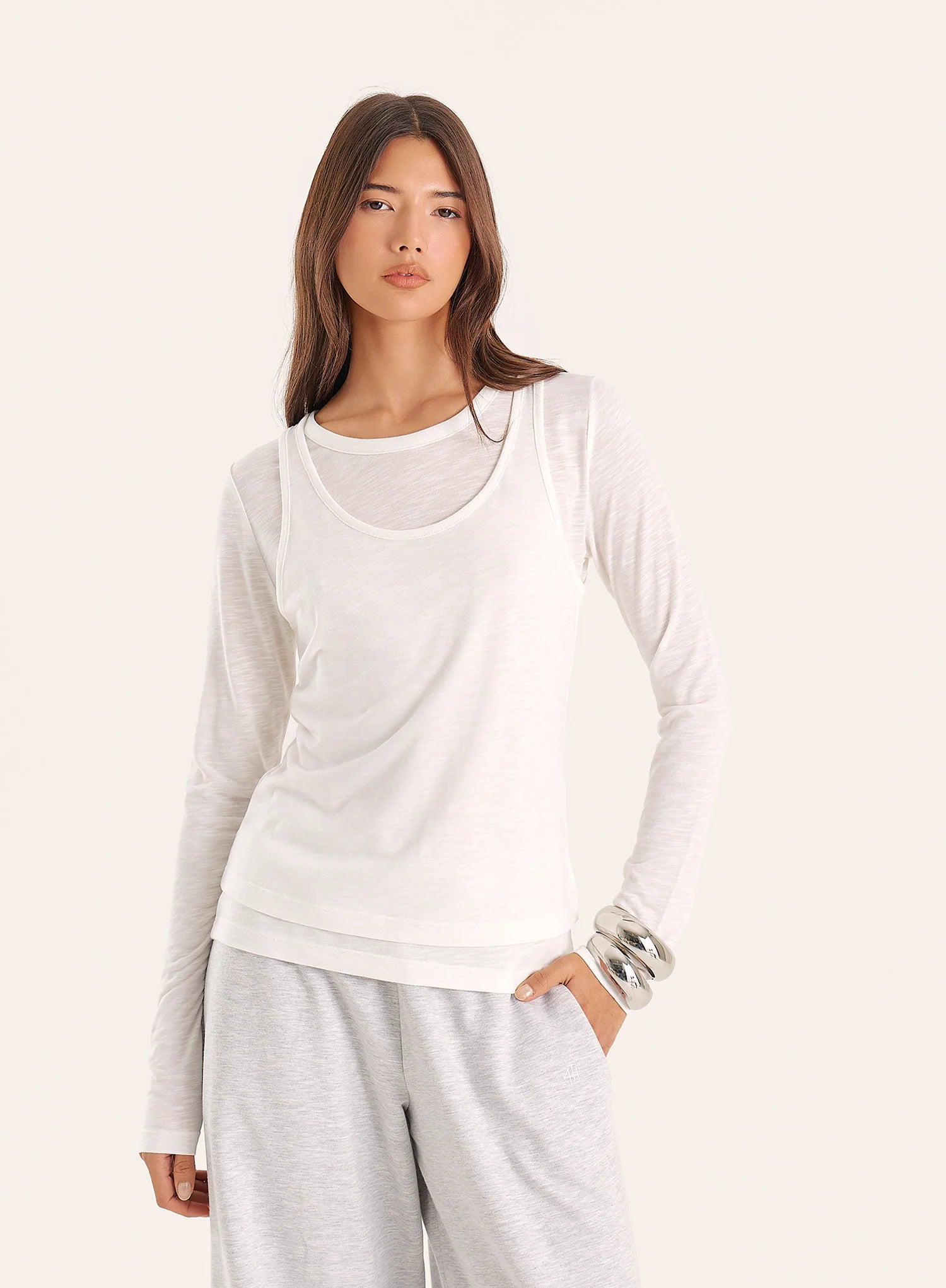 White Double Layered Top