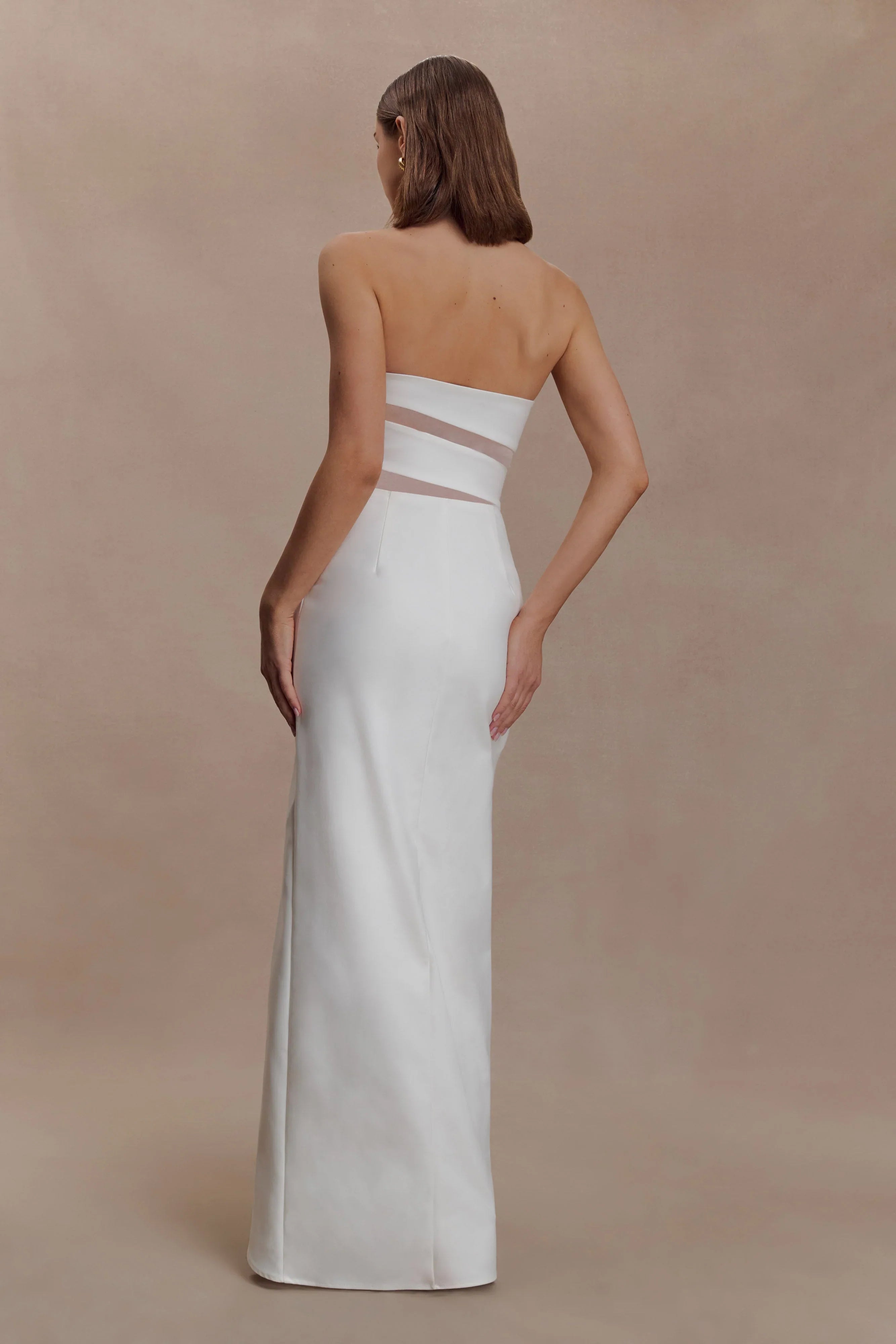 Paulina Cut Out Strapless Maxi Dress White