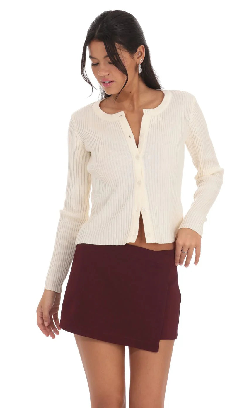 Overlap Skort in Burgundy